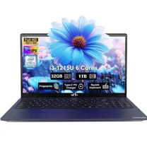 15.6" IPS FHD-Laptop, 32GB RAM, 1TB SSD, Intel 6-Cores i3-1215U (Beat i5-1135G7), 65W Type-C, Fingerprint, Computer with Backlit Keyboard Fingerprint Laptops for Business and Student, Wi-Fi 6, Win 11