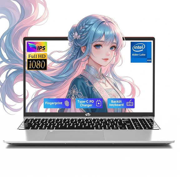 15.6" IPS FHD Laptop 4GB RAM 128GB SSD Intel Pentium Quad Core N100 (Beat i3-1115G4, Up to 3.4GHz) with Backlit Keyboard Fingerprint Type-C WiFi 6 BT5.2 Red