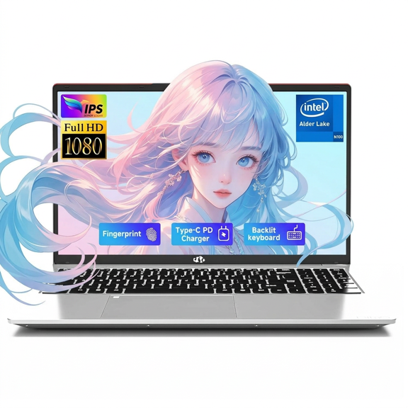 15.6" IPS FHD Laptop 4GB RAM 128GB SSD Intel Pentium Quad Core N100 (Beat i3-1115G4, Up to 3.4GHz) with Backlit Keyboard Fingerprint Type-C WiFi 6 BT5.2 Red