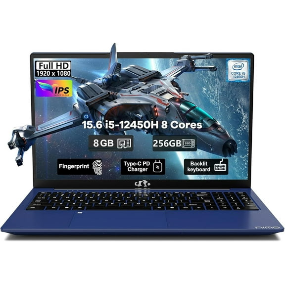 15.6 IPS FHD-Laptop, 8 Cores Intel Core i5-12450H(Beat i7-11800H, Up to 4.4GHz), 8GB DDR4 256GB SSD, Business-Laptop, Laptop-Computer with Backlit Keyboard Fingerprint, Type C 100W, WiFi 6, Win11