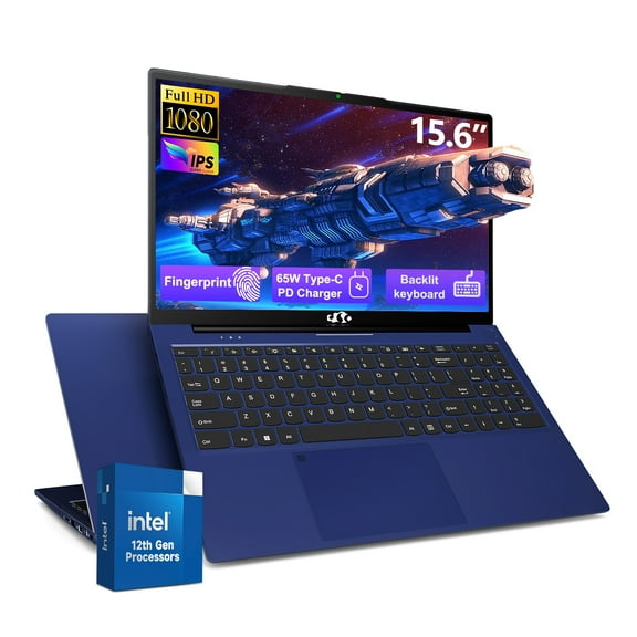 15.6-FHD-Laptop,Student-Laptop with Backlit Keyboard Fingerprint 8GB RAM 128GB SSD Intel Pentium Quad Core N100 Processor (Up to 3.4GHz)Business-Laptop,Computer,2 Years Warranty Win11,Blue