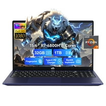 15.6 IPS FHD-Laptop, 8GB RAM 256GB SSD 8 Cores AMD Ryzen 7 6800H(Beat Intel i7-12700H, Up to 4.7GHz) Student-Laptop, Laptop-Computer with Backlit Keyboard Fingerprint Home-laptop, Dale Blue