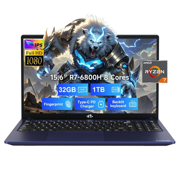 15.6 IPS FHD-Laptop, 8GB RAM 256GB SSD 8 Cores AMD Ryzen 7 6800H(Beat Intel i7-12700H, Up to 4.7GHz) Student-Laptop, Laptop-Computer with Backlit Keyboard Fingerprint Home-laptop, Dale Blue