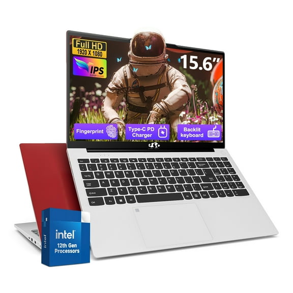 15.6 IPS FHD-Laptop, 8GB RAM 256GB SSD 8 cores Intel i5-12450H(Beat AMD R5 5500U,up to 4.4 GHz) Student-Laptop, Laptop-Computer with Backlit Keyboard Fingerprint Home-laptop, Red