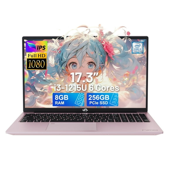 17.3"Laptop-Computer Pink Student-Laptop 2025 Newest,Backlit Keyboard Fingerprint 8GB RAM 256GB SSD Intel 6 Cores i3-1215U(Up to 4.40 GHz)IPS FHD Business-Laptop 2 Years Warranty