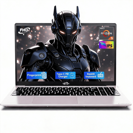 15.6" IPS FHD Laptop AMD Ryzen 5 32GB RAM 1TB SSD (Beat i5-1135G7, Up to 3.7GHz) with Backlit Keyboard Fingerprint 65W Type-C Numpad BT5.2 2 Years Warranty