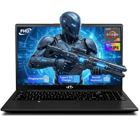 15.6" IPS FHD Laptop AMD Ryzen 5 16GB RAM 512GB SSD (Beat i5-1135G7, 4 Cores Up to 3.7GHz) with Radeon Graphics Backlit Keyboard Fingerprint Sensor 65W Type-C BT5.2 Numpad