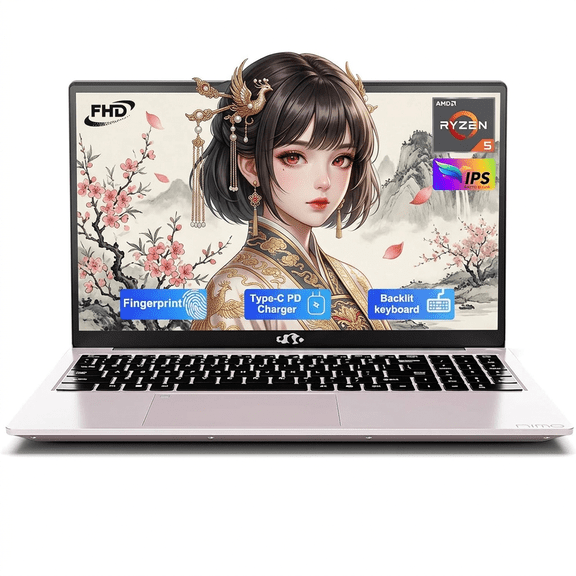 15.6" IPS FHD Laptop, AMD Ryzen 5 32GB RAM 1TB SSD (Beat i5-1135G7, 4 Cores Up to 3.7GHz) with 65W Type-C Backlit Keyboard Fingerprint 2 Years Warranty for Home Business
