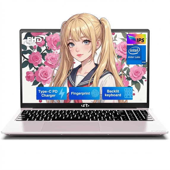 15.6" IPS FHD-Laptop, Intel Pentium Quad Core N100 16GB RAM 1TB SSD (Beat to i3-1115G4 Up to 3.4GHz) with Backlit Keyboard Fingerprint Windows 11-Blue