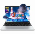thumbnail image 1 of 15.6" IPS FHD Laptop, Office 2024, Windows11 Pro, 16GB RAM 512GB SSD, Intel Core i3, Backlit Keyboard Fingerprint Reader, Thin and Light 2026 NEW Notebook PC computer for Study and Work, Silver, 1 of 7