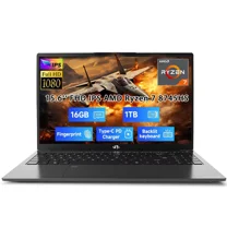 15.6" IPS FHD New Gaming Laptop, AMD Ryzen 7 8745HS 16GB DDR5 RAM 1TB SSD (up to 4.9GHz) Radeon 780M Graphics Business Computer with 100W Type-C Backlit Keyboard, Fingerprint USB-C 4.0 Black