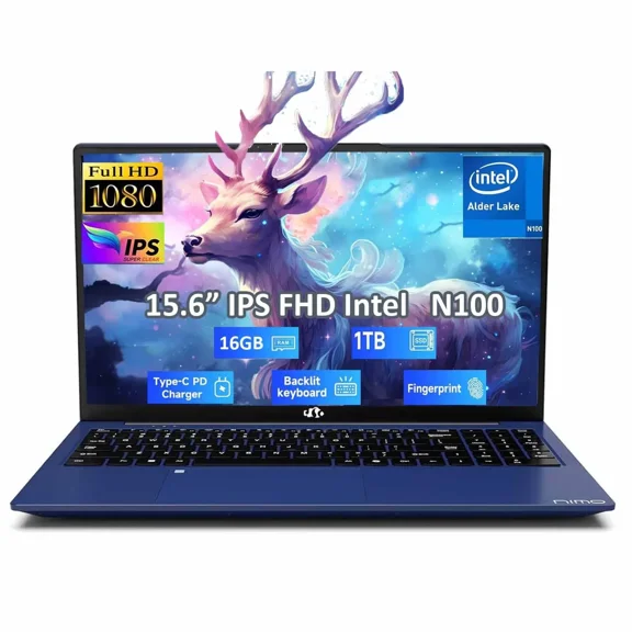15.6 IPS FHD Student Laptop, 16GB RAM 1TB SSD Intel Pentium Quad Core N100, Computer with Backlit Keyboard Fingerprint (Beat to i3-1115G4 Up to 3.4GHz) Laptops