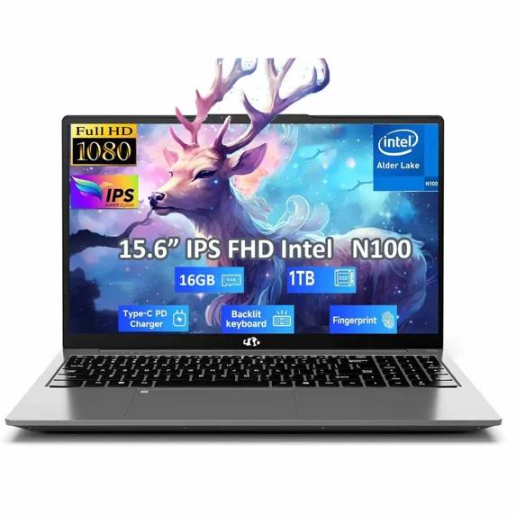 15.6 IPS FHD Student Laptop, 16GB RAM 1TB SSD Intel Pentium Quad Core N100, Computer with Backlit Keyboard Fingerprint (Beat to i3-1115G4 Up to 3.4GHz) Laptops
