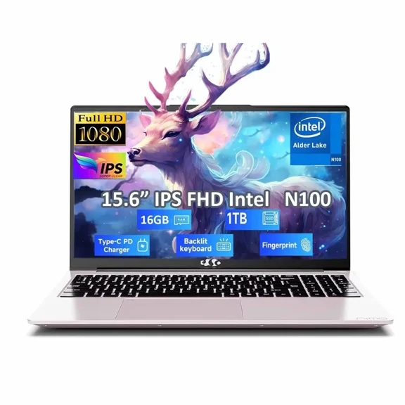 15.6 IPS FHD Student Laptop, 16GB RAM 1TB SSD Intel Pentium Quad Core N100, Computer with Backlit Keyboard Fingerprint (Beat to i3-1115G4 Up to 3.4GHz) Laptops