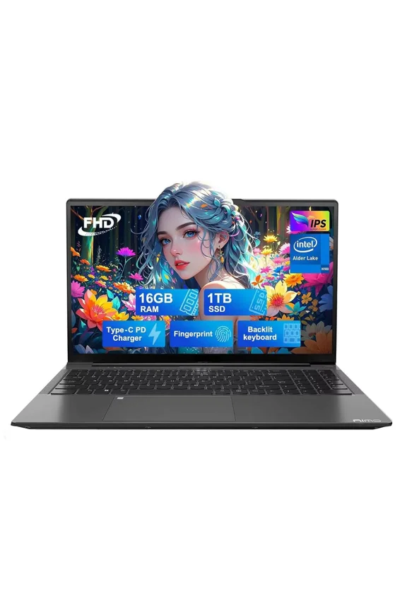 15.6 IPS FHD-Student-Laptop 16GB RAM 1TB SSD Intel Pentium Quad Core N100 Computer with Backlit Keyboard Fingerprint (Beat to i3-1115G4 Up to 3.4GHz) WiFi 6 BT5.2 Numpad Win 11-Dark Gray