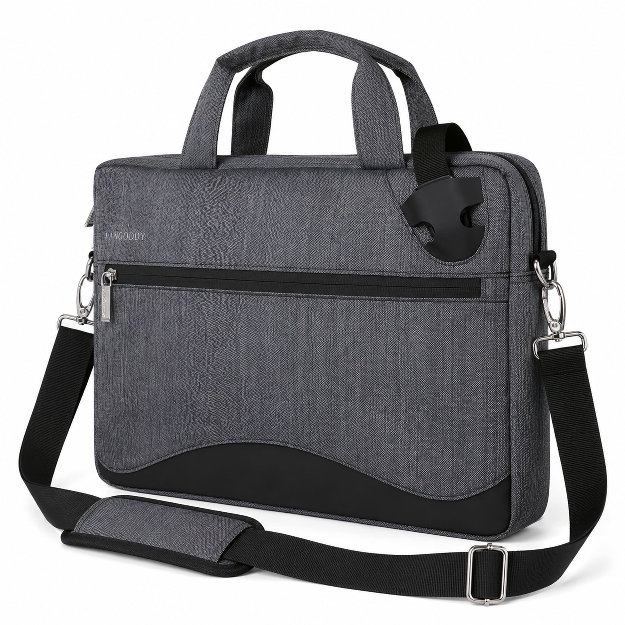15.6 Inch Business Laptop Shoulder Bag, Slim Padded Professional Briefcase with Adjustable Strap, Multi-Compartment Computer Carrying Case for Work, Office, Travel, Black