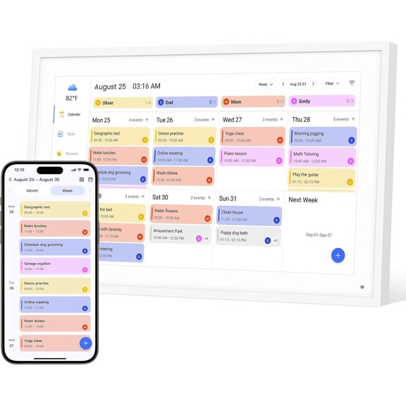 15.6 Inch Digital Calendar,1080P  Interactive Touchscreen, Family Planner, Calendar for Seamless Scheduling,Switchable Digital Picture Frame(Wall and Desk Mountable)