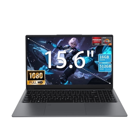 15.6 Inch Gaming Laptop Computer, AMD Ryzen 7 5825U, 16GB DDR4 , 512GB SSD, Win 11 Pro, Fingerprint & Backlit KB