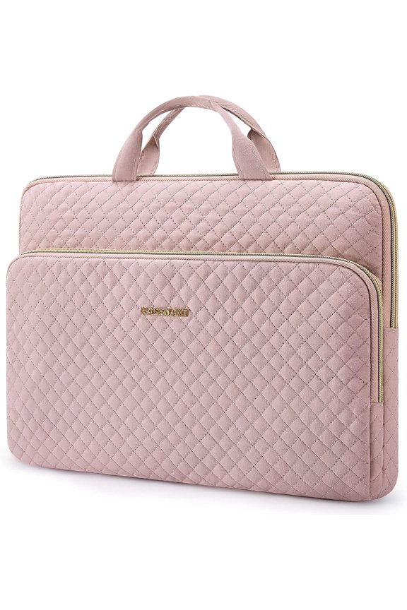 15.6 Inch Laptop Case Sleeve Compatible with MacBook Pro 16 Inch,15.6 Inch HP,Dell,Acer Aspire,Asus Notebook, Lightweight Laptop Bag for Women with Shoulder Strap,Pocket,Handle, Pink