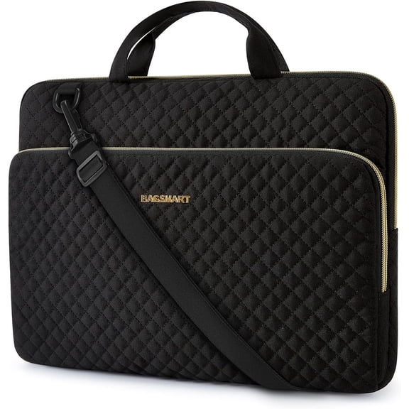 15.6 Inch Laptop Sleeve Case Compatible with MacBook Pro 16 Inch,15.6 Inch HP,Dell,Acer Aspire,Asus Notebook, Protective Laptop Bag for Women with Shoulder Strap,Pocket,Handle, Black