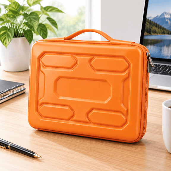15.6 Inch Laptop Sleeve, Orange, Shockproof Waterproof Protective Case with Handle for 15.6 Inch Notebooks