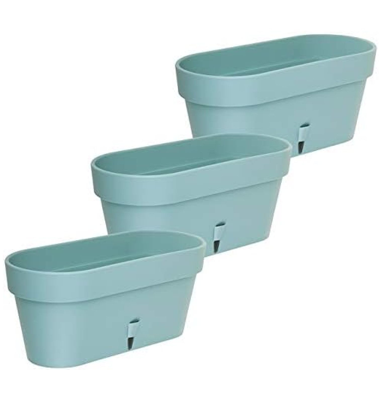 15.6 Inch Latina Window Box Self Watering Planters (Set of 3) in Jade