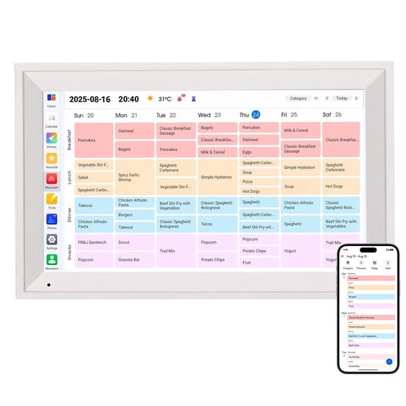 15.6 Inch Smart Wall Planner Digital Calendar And  Chore Chart,  1920x1080 Touchscreen Interactive Display For Family Schedules,  Wall Mount Included, Great For Organizing Your Daily Life