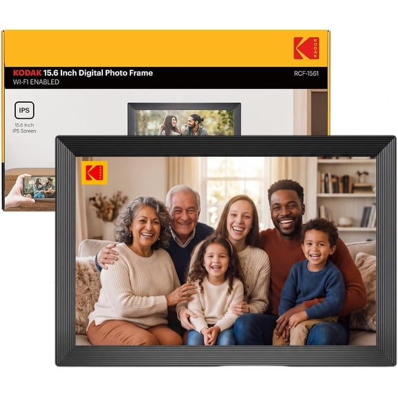 15.6 Inch WiFi Digital Picture Frame with App & AI Photo Creation, 32GB FHD 1080P IPS Touch Screen Photo Frame, 6 Ways Sharing Photos & Videos, Smart Calendar Weather, Gifts for Mom