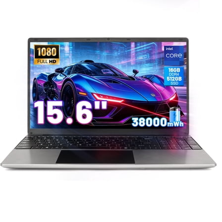 15.6 inch Laptop, 16GB RAM 512GB ROM, N5095,Intel Celeron Quad-Core ,1080P FHD, 38000mWh Battery, Laptop Computers Support WiFi, Bluetooth, Type-C, TF Card