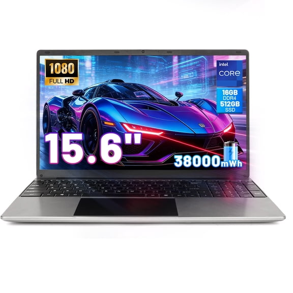 15.6 inch Laptop, 16GB RAM 512GB ROM, N5095,Intel Celeron Quad-Core ,1080P FHD, 38000mWh Battery, Laptop Computers Support WiFi, Bluetooth, Type-C, TF Card