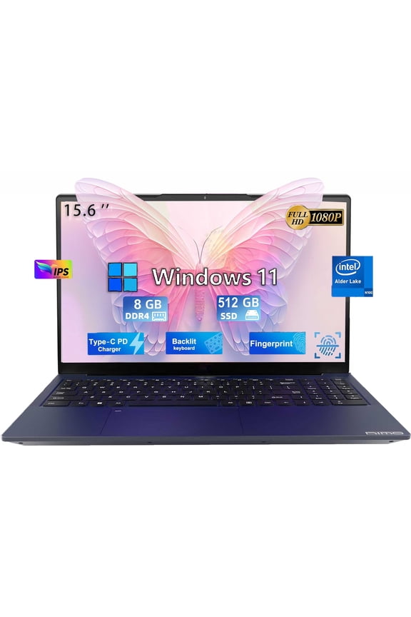 15.6" Laptop Computer, Quad-Core Intel Celeron N100 Processors,Up to 3.4GHz, Laptop Computers with (1920x1080) IPS Display,8GB RAM 512 SSD,2 Years Warranty, WiFi 6, Win 11 (Blue)