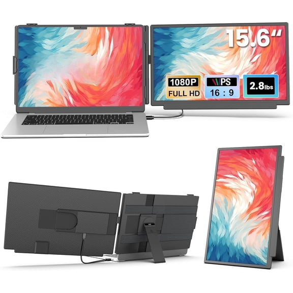 15.6" Laptop Screen Extender, 1080P FHD Detachable Laptop Extender, Plug & Play Portable Travel for 14"-17.3" Laptop Compatible with Wins//Chrome/Android