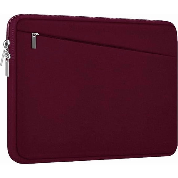15.6" Laptop Sleeve with Front Pocket, Slim Bag for HP/Dell/Lenovo/Asus, Wine Red