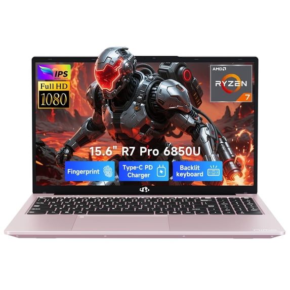 15.6" Light-Gaming-Laptop, 8 Cores AMD Ryzen 7 Pro 6850U 32GB LPDDR5 RAM 2TB SSD (Beat i7-1360P Up to 4.7GHz) AMD Radeon 680M GPU IPS FHD Computer with 100W Type-C Backlit Keyboard Fingerprint