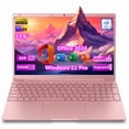 thumbnail image 1 of 15.6" Pink Laptop, Windows 11 Pro, Office 2024, IPS FHD Student & Business Laptop Computer, 8GB RAM 256GB SSD, Intel Core i3-6100U, Backlit Keyboard, Fingerprint Reader, WiFi5 for Study and Work, 1 of 8