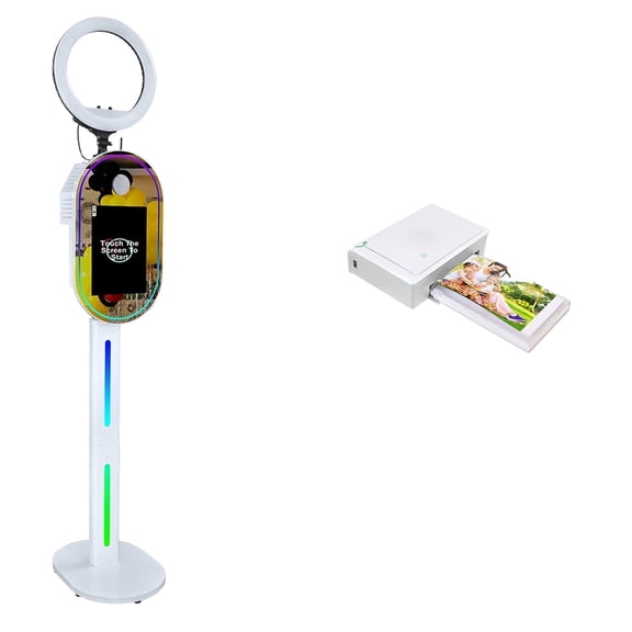 PAAFNN 15.6inch Portable Mirror Photo Booth with Ring Light Selfie Machine Touch Screen for Party
