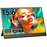 15.6" Portable Monitor, 1080P FHD Portable Monitor with Stand, Mobile Monitor IPS Screen with Speakers, Ultra-Thin Second Screen for Laptop- USB-C & HDMI Connection