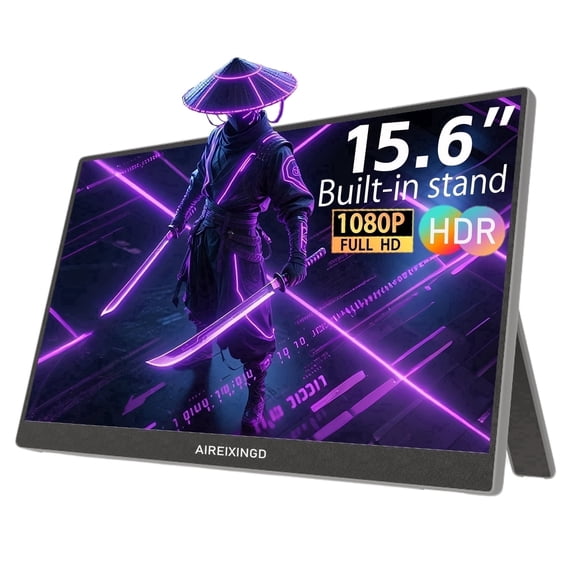 15.6'' Portable Monitor FHD 1080P Kickstand Portable Laptop Monitor IPS Computer External Screen USB C HDMI Display for PC MAC Phone Xbox PS5