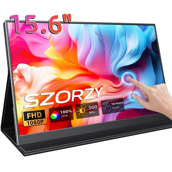 15.6" Portable Touchscreen Monitor FHD 1080P,Travel Monitor,Built-in Speaker with Protective Case,USB-C 10-Point Touch for Laptop,PC,Mac,Phone,Switch,PS5/4,Xbox