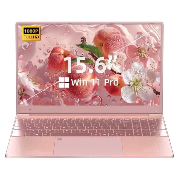 15.6" Rose Gold Laptop, Celeron J4125, 12GB DDR4 RAM, 512GB SSD, Win 11 Pro + Office 2019, FHD IPS Display, Backlit Keyboard, Fingerprint Reader, Dual USB, HDMI, Business & Student Notebook - Fsjun
