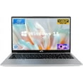 thumbnail image 1 of 15.6'' Slim Laptop Computer Windows 11 with Intel N100 Processor, 16GB RAM 512 SSD, FHD IPS (1920x1080), Metal Shell, Wi-Fi 6, BT5.2, Fingerprint, Backlit keyboard, 2 Years Warranty (Silver), 1 of 7