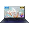 thumbnail image 1 of 15.6'' Slim Laptop Computer Windows 11 with Intel N100 Processor, 8GB RAM 256 SSD, FHD IPS (1920x1080), Metal Shell, Wi-Fi 6, BT5.2, Fingerprint, Backlit keyboard, 2 Years Warranty (Blue), 1 of 7