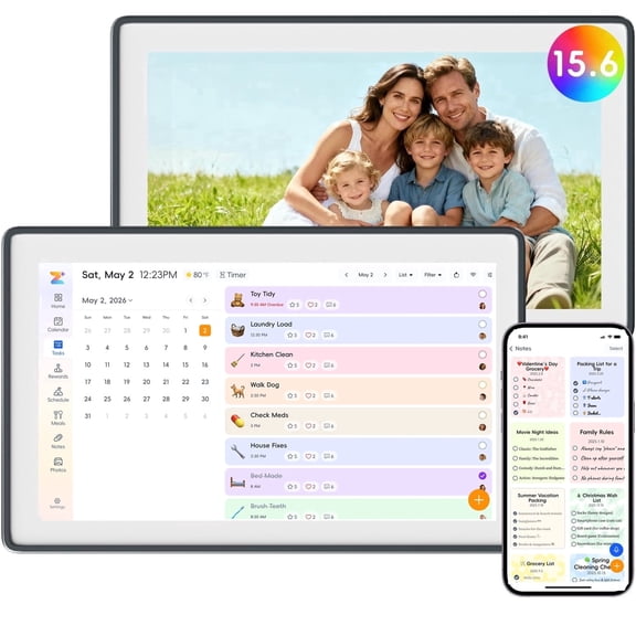 15.6" Smart Calendar, Wall Digital Calendar Planner & Digital Photo Frame 2 in 1, Touch Control for Schedule, Event Reminders, Indoor Decoration - Wi-Fi Connection,Gifts