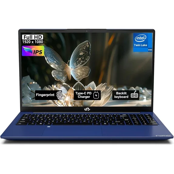 15.6" Student-Laptop, 13th Gen Intel N150,16GB RAM 256GB SSD(Beat to i3-1115G4, Up to 3.6GHz), Backlit Keyboard Fingerprint FHD Computer Wi-Fi 6 BT5.2 65W Type-C