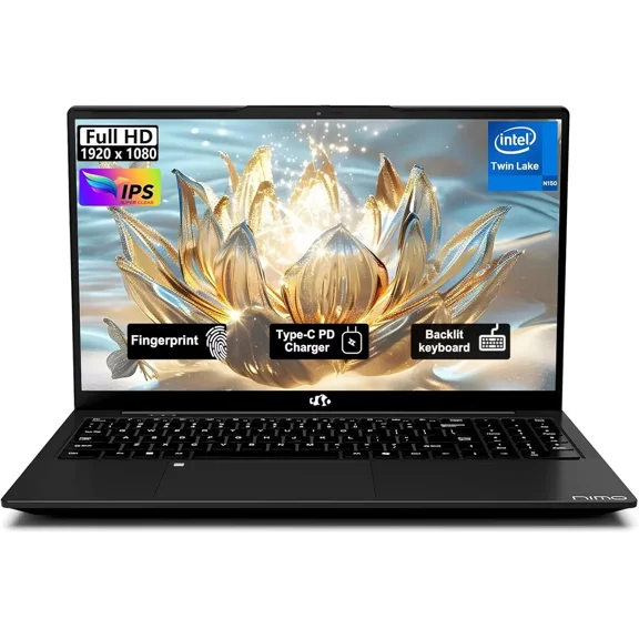 15.6" Student-Laptop, 13th Gen Intel N150,8GB RAM 512GB SSD(Beat to i3-1115G4, Up to 3.6GHz), Backlit Keyboard Fingerprint FHD Computer Wi-Fi 6 BT5.2 65W Type-C