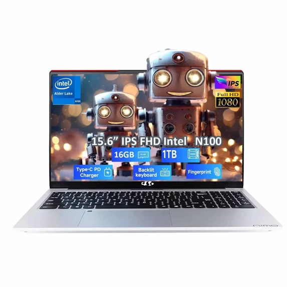 15.6" Student Laptop, Intel Pentium Quad Core N100 16GB RAM 1TB SSD, Computer with Backlit Keyboard Fingerprint (Beat to i3-1115G4 Up to 3.4GHz) Laptops