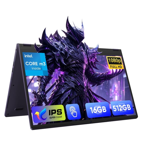 15.6" Touchscreen Laptop PC,512GB SSD 16GB RAM,Windows 11 Pro,360° Foldable 2 in 1 NoteBook Computer,MS Office 2024,Intel Core i3 Processor,FHD Display