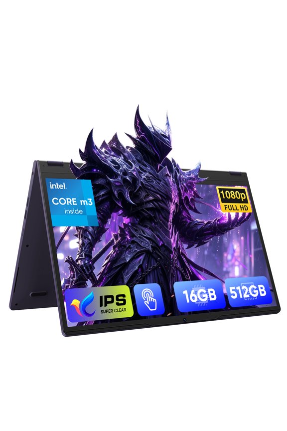 15.6" Touchscreen Laptop PC,512GB SSD 16GB RAM,Windows 11 Pro,360° Foldable 2 in 1 NoteBook Computer,MS Office 2024,Intel Core i3 Processor,FHD Display