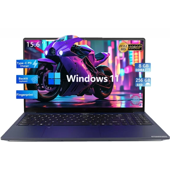 15.6" Ultral Light Laptop for Students, Quad-Core Intel Celeron N100 processors, up to 3.4GHz speed, Type-C 65W PD Fast Charger, 256GB SSD, 8GB RAM,WiFi 6, Windows 11-Blue