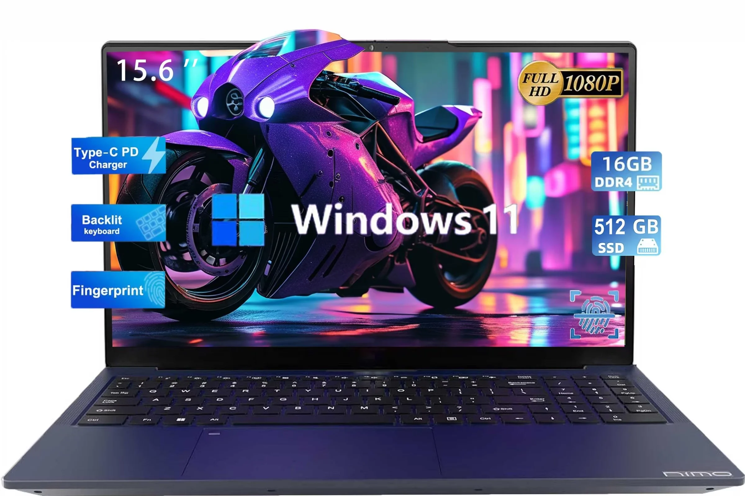 15.6" Ultral Light Laptop for Students, Quad-Core Intel Celeron N100 ...
